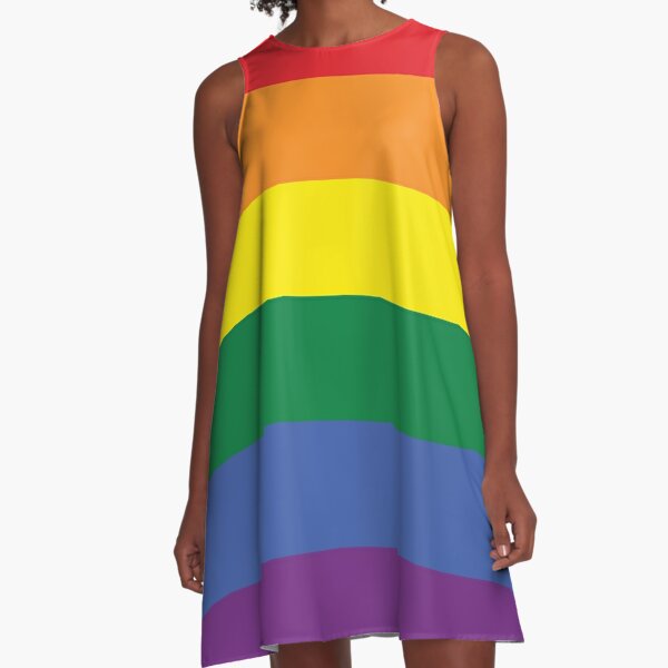 lady wearing the gay pride dress