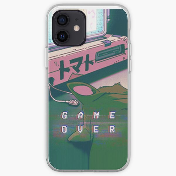 90S ANIME CAT GAME OVER VAPERWAVE GRUNGE PIXEL KAWAII iPhone Soft Case
