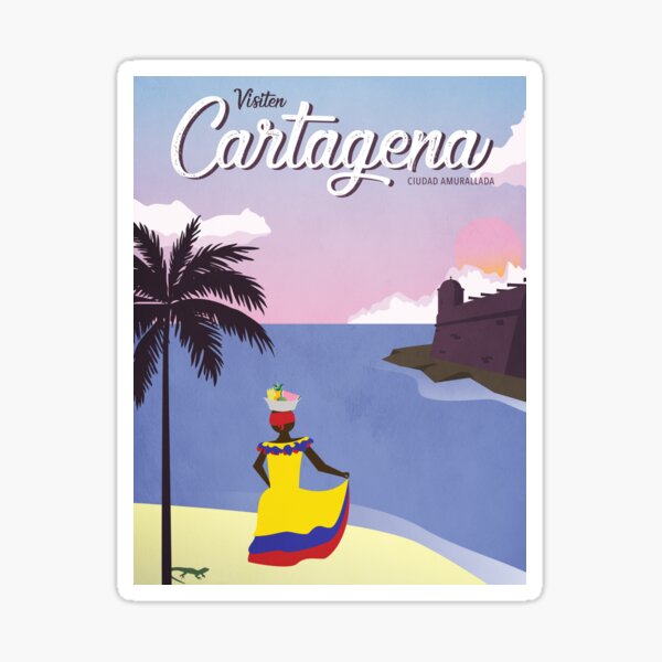 Cartagena Vintage Travel Poster Sticker