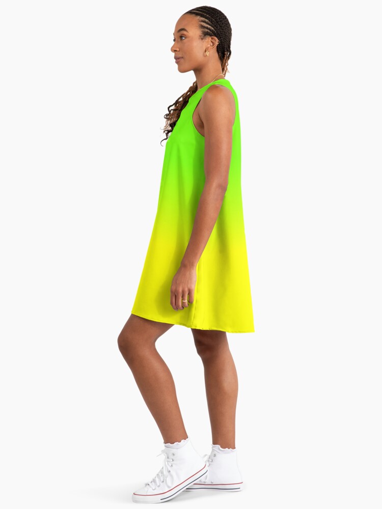 white and neon green dress Bright Green Ruched Front Puff Sleeve Plus Size Long Dress main image 0