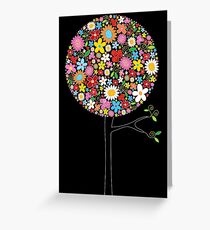 Whimsical Colorful Spring Flowers Pop Trees Greeting Card