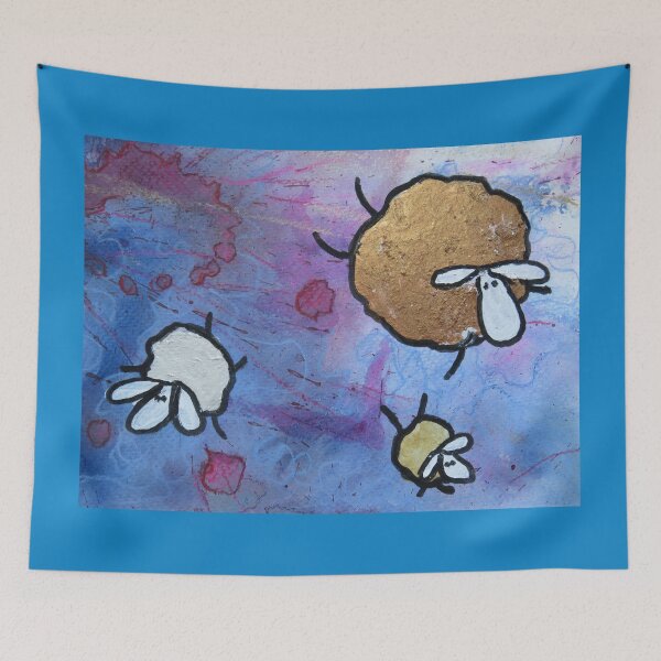 Item preview, UnFolding the Ewe-niverse #26 mixed media and ink painting of sheep designed and sold by ChillonLeachArt.