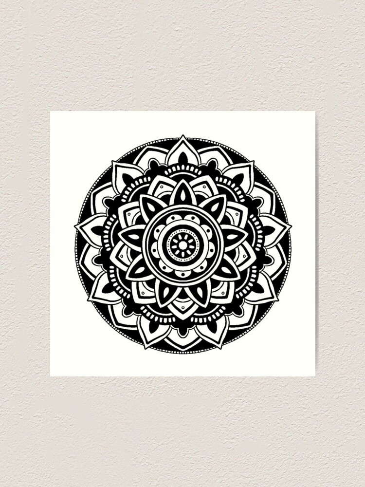 Mandala Wall Art Tree of Life Mandala Yoga Art Mandala Print Tree of Life  Art Boho Decor Bohemian Art Black and White Art 