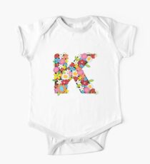 Spring Flowers Alphabet K Monogram One Piece - Short Sleeve