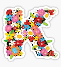 Spring Flowers Alphabet K Monogram Sticker