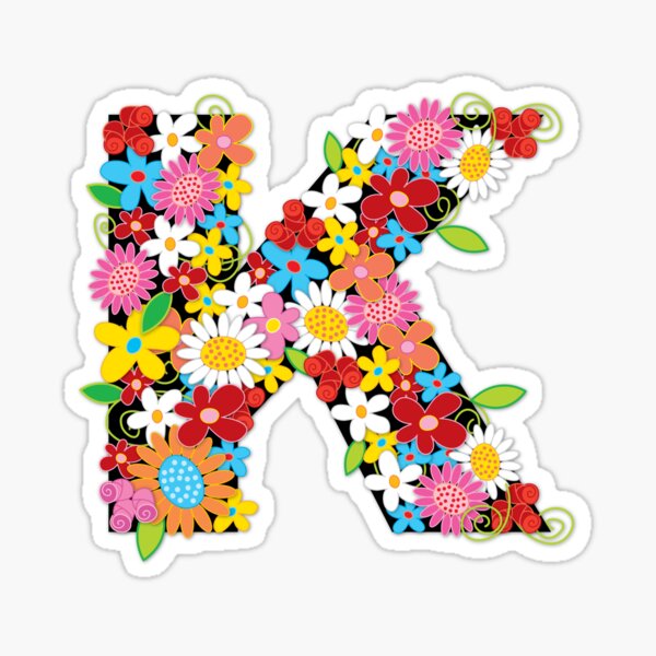 Spring Flowers Alphabet K Monogram Sticker
