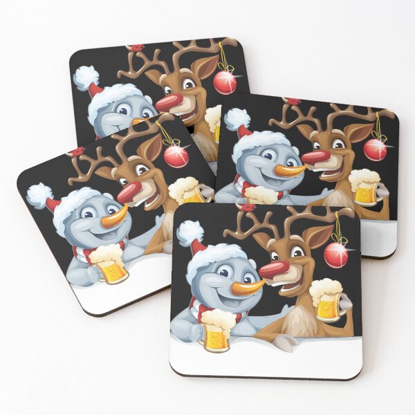 Artikelvorschau, Rentier und Schneemann, die Bierillustration trinken entworfen und verkauft von tsabehdeglig.