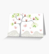 Whimsical Pink Cupcakes Tree Greeting Card