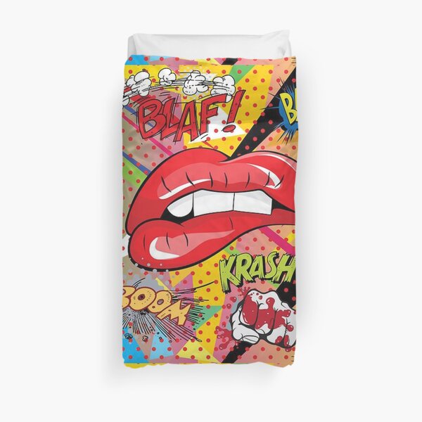 Lovely Lips Retro Pop Art Duvet Cover