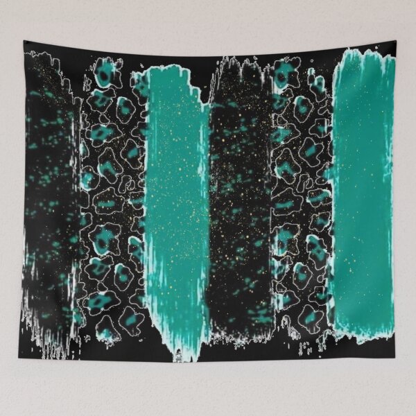 Item preview, Black and Turquoise Brush Stroke With Glitter designed and sold by handsoftime2020.