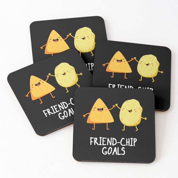 Item preview, Friend-Chip Goals Funny Chip Puns (Dark BG) designed and sold by punnybone.