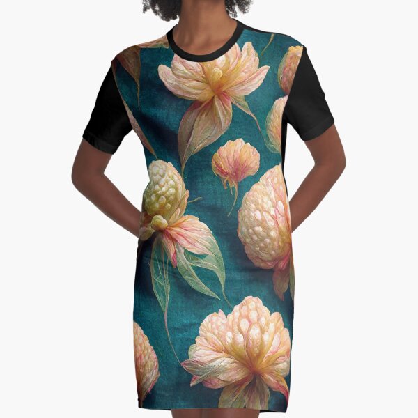 Dhalia ultrarealistische Blumen 4 T-Shirt Kleid