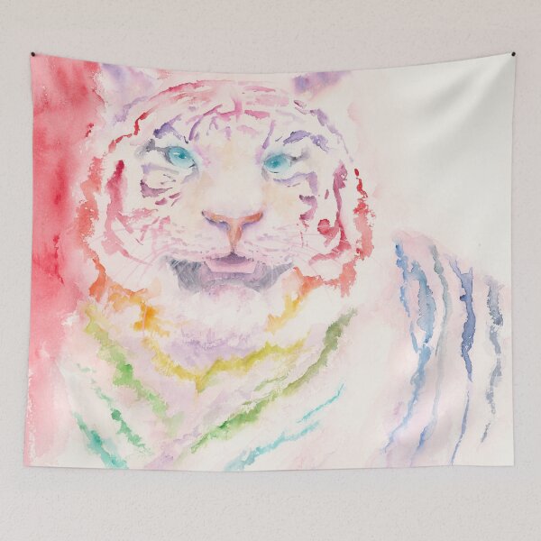 Item preview, Rainbow Tiger Watercolor Painting designed and sold by Valerie Englehart.