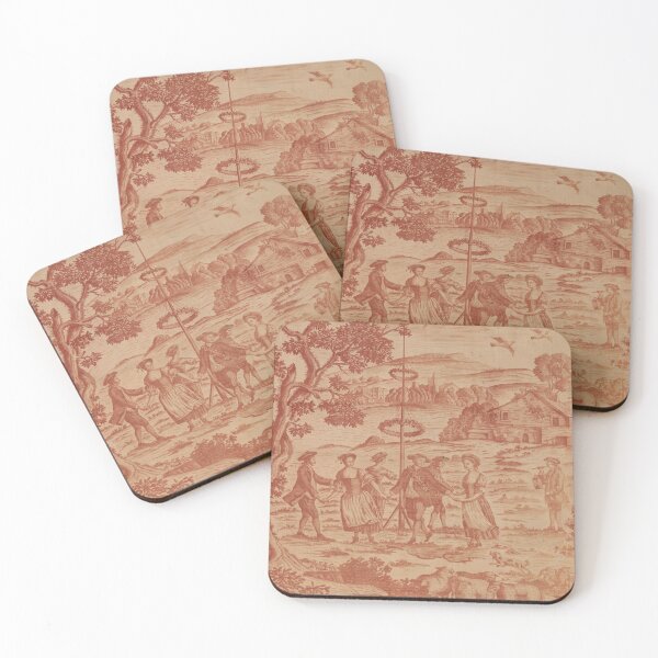 Item preview, Terracotta British Maypole Toile Textile Print designed and sold by Elizabeth Szkirpan.