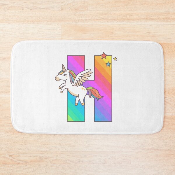 Aperçu de l'œuvre Lettre H monogramme licorne, joli cadeau d'anniversaire créée et vendue par Delightfully Cynical.