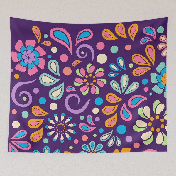 Item preview, Retro Paisley Flower Power Bohemian Hand Drawn Art designed and sold by Alondra.