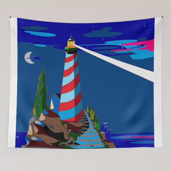 Item preview, A Lighthouse at Night Dark Blue Sky designed and sold by judy snyder.