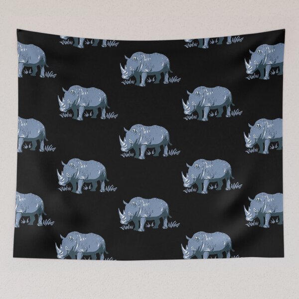 Item preview, Blue Rhino On A Blue Grass, Blue Rhinoceros Drawing designed and sold by aaronbolser.