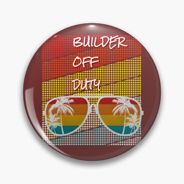 Item preview, Builder Off Duty with retro sunset & sunglasses. designed and sold by CristalleLisa.