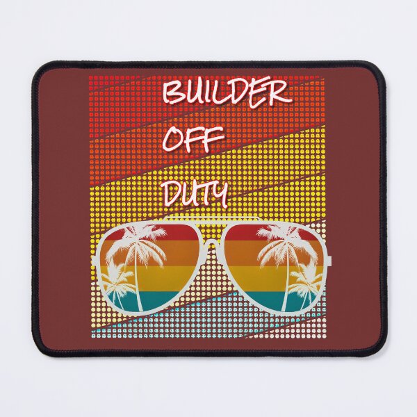 Item preview, Builder Off Duty with retro sunset & sunglasses. designed and sold by CristalleLisa.