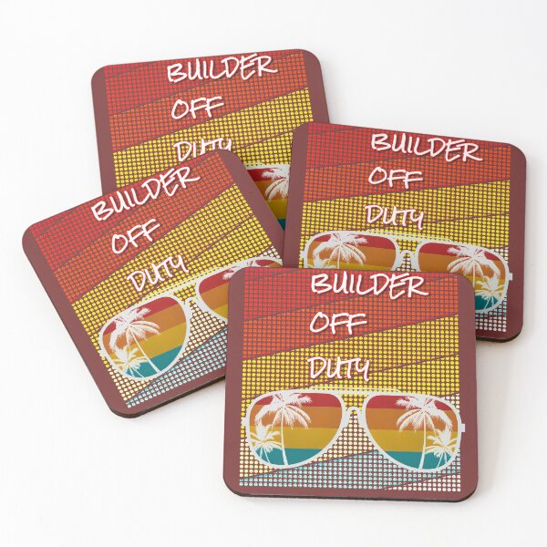 Artikelvorschau, Builder Off Duty mit Retro-Sonnenuntergang und Sonnenbrille. entworfen und verkauft von CristalleLisa.