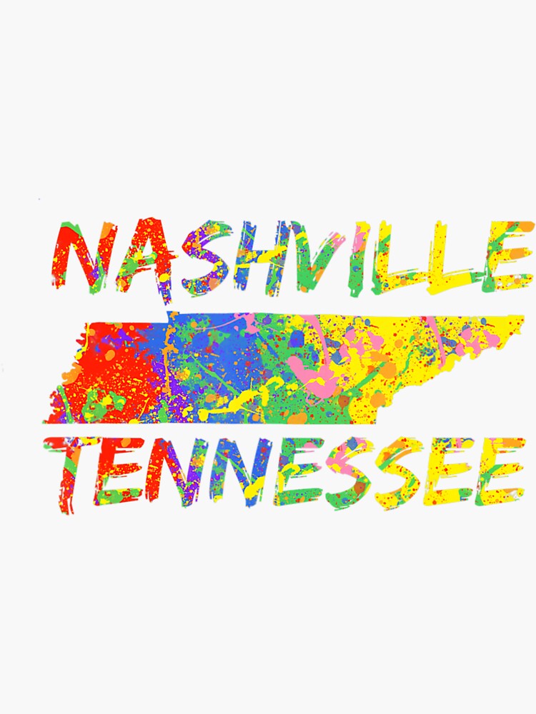 "Nashville Tennessee Colorful Paint State Outline Nashville" Sticker