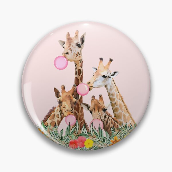 Item preview, Giraffe Pink Bubblegum Squad Cute Animal Watercolor Art designed and sold by Cawaiico.