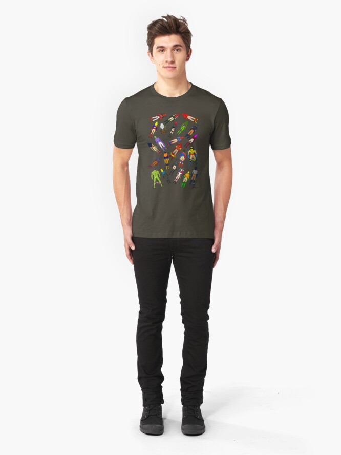 Alternate view of Butt of Superhero Villian - on Dark Slim Fit T-Shirt