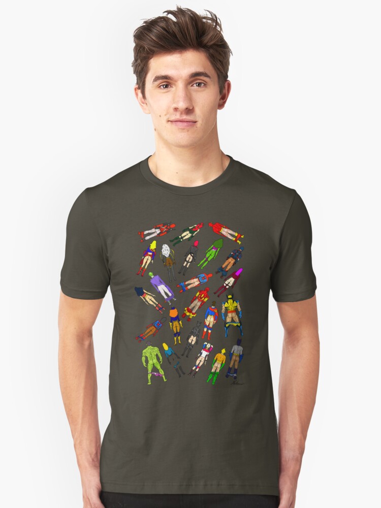 Alternate view of Butt of Superhero Villian - on Dark Slim Fit T-Shirt