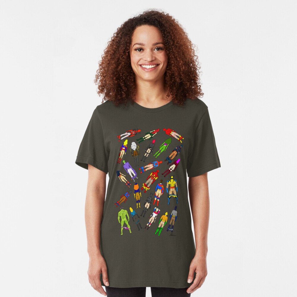 Butt of Superhero Villian - on Dark Slim Fit T-Shirt