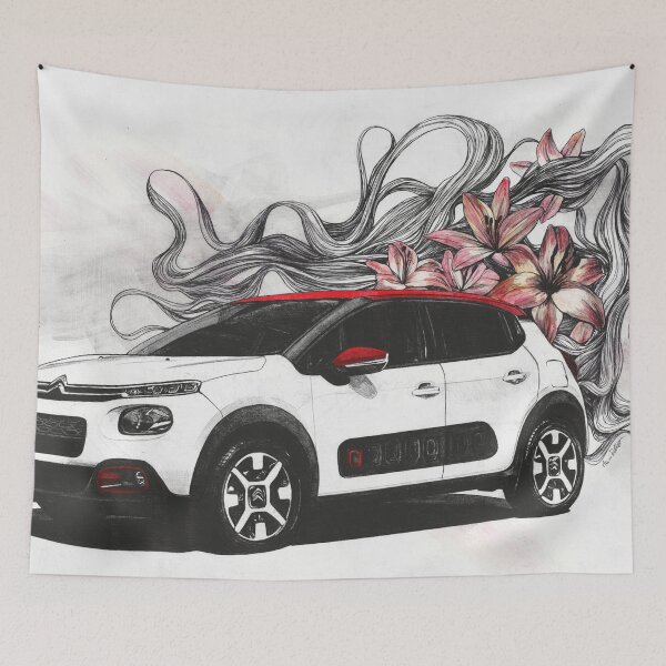 Item preview, Cars: Citroen C3 with lilies drawing designed and sold by Marco Paludet.