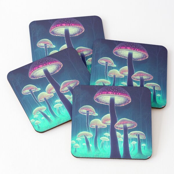 Item preview, Mushroom enchanted forest in neon lights designed and sold by mrlongfield.