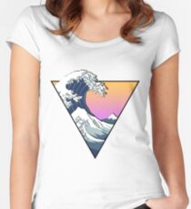 Große Wellenästhetik Tailliertes Rundhals-Shirt