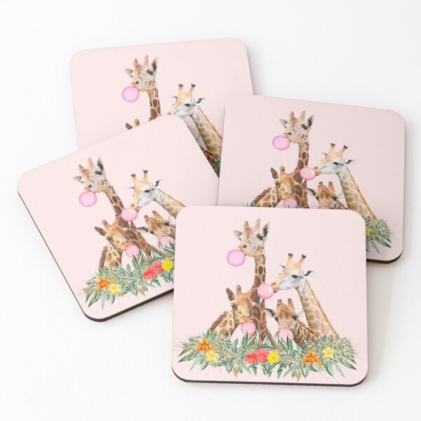 Item preview, Giraffe Pink Bubblegum Squad Cute Animal Watercolor Art designed and sold by Cawaiico.