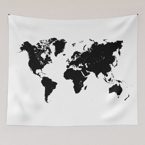 Item preview, Black World Map Tapestry designed and sold by IMGHDS.