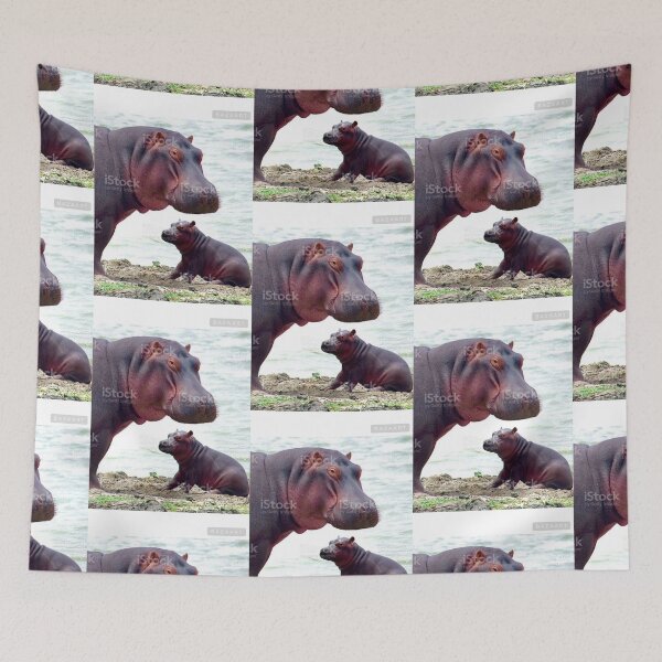 Item preview, These hippopotamuses mother and son or daughter are adorable designed and sold by iloveclayaiken.