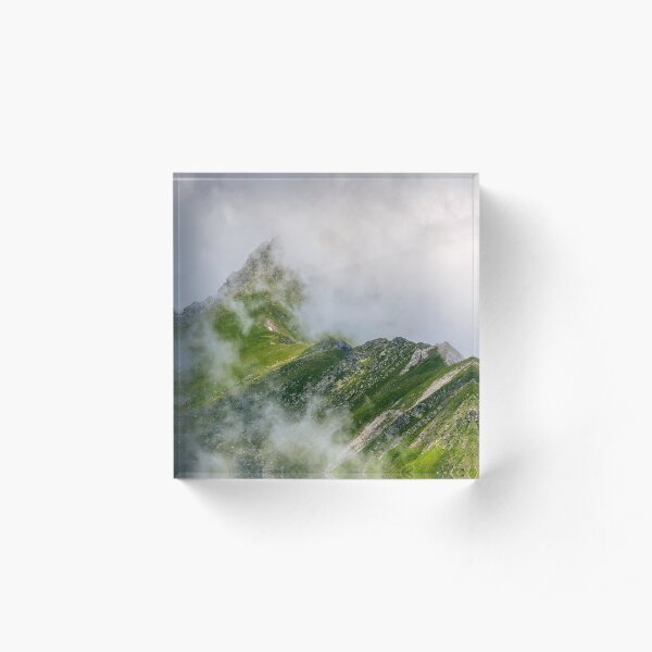 Steep slope on rocky hillside in fog Acrylic Block