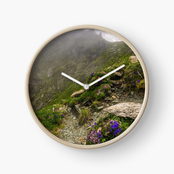 beautiful flowers on Steep slope of rocky hillside Clock