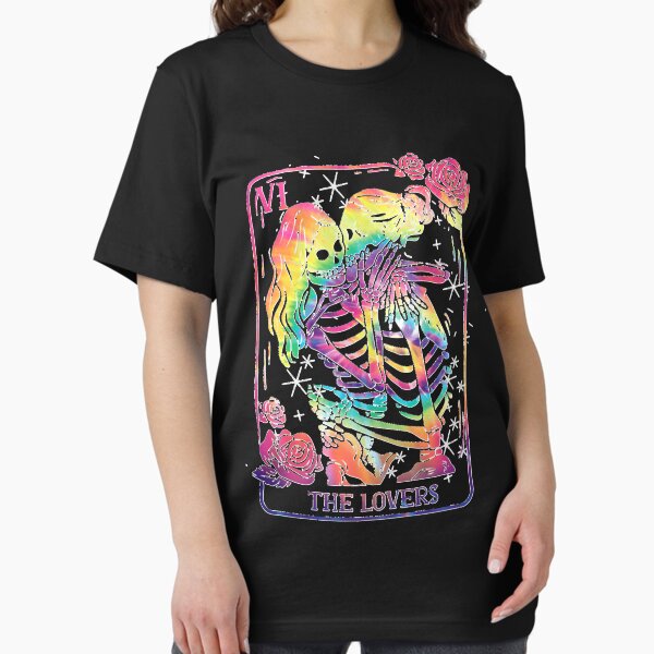 Item preview, The Lovers Tarot Card Goth Tie Dye Kissing Lesbian Skeletons Classic   designed and sold by PAMEALKER.