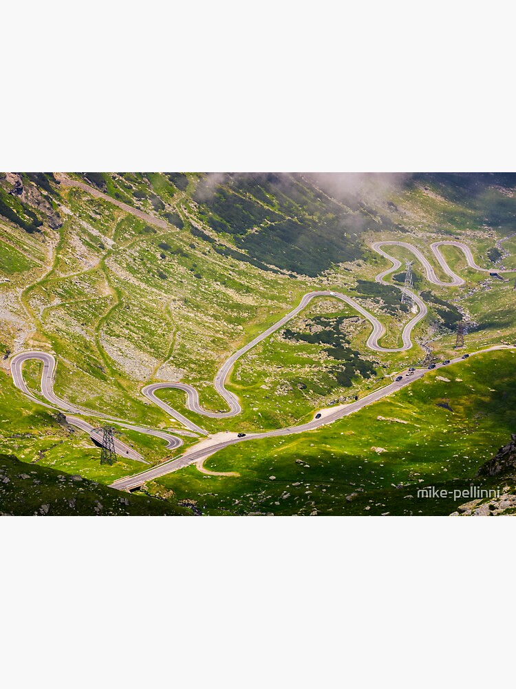 Thumbnail 3 of 3, Sticker, transfagarasan route view from above designed and sold by mike-pellinni.