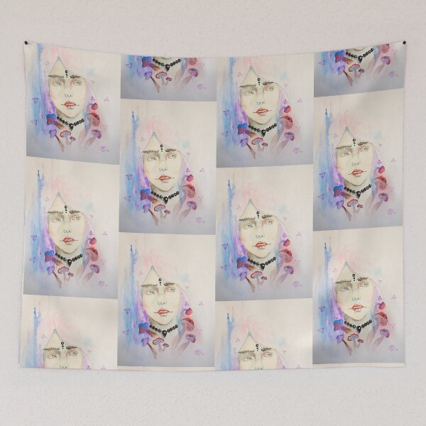 Item preview, Postnirvana spiritual portrait gitl with mushrooms designed and sold by Kajper.