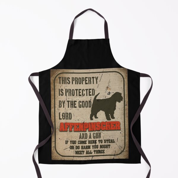Aperçu de l'œuvre Affenpinscher Silhouette Panneau d'avertissement de chien de garde humoristique vintage créée et vendue par Cuddlythopia.