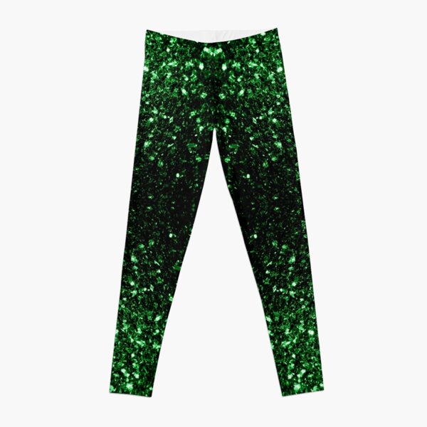 Glamour Dark Green faux glitter sparkles Leggings
