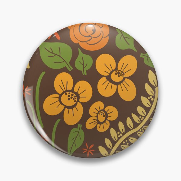 Item preview, Groovy 70s orange and brown floral  designed and sold by LaBellCreative.