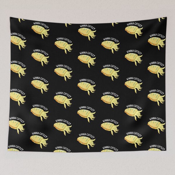 Item preview, Wanna Cuttle Funny Cuttlefish Puns (Dark BG) designed and sold by punnybone.
