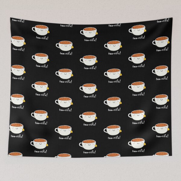 Item preview, Tea-rrific Funny Cup Of Tea Puns (Dark BG) designed and sold by punnybone.