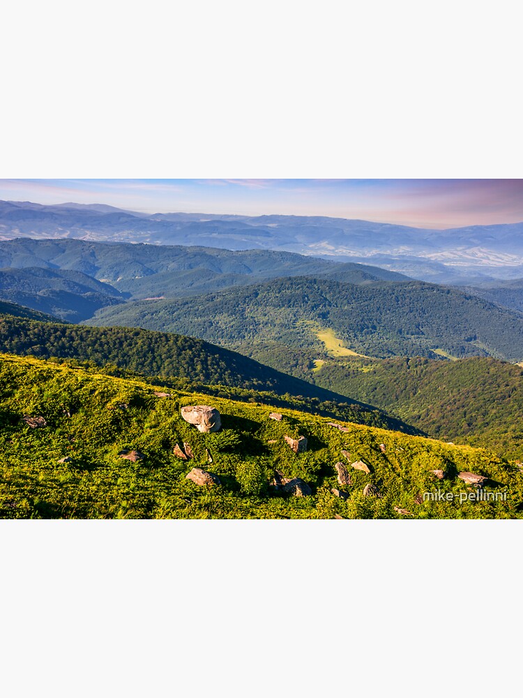 Thumbnail 3 of 3, Sticker, meadow with boulders in Carpathian mountains in summer designed and sold by mike-pellinni.