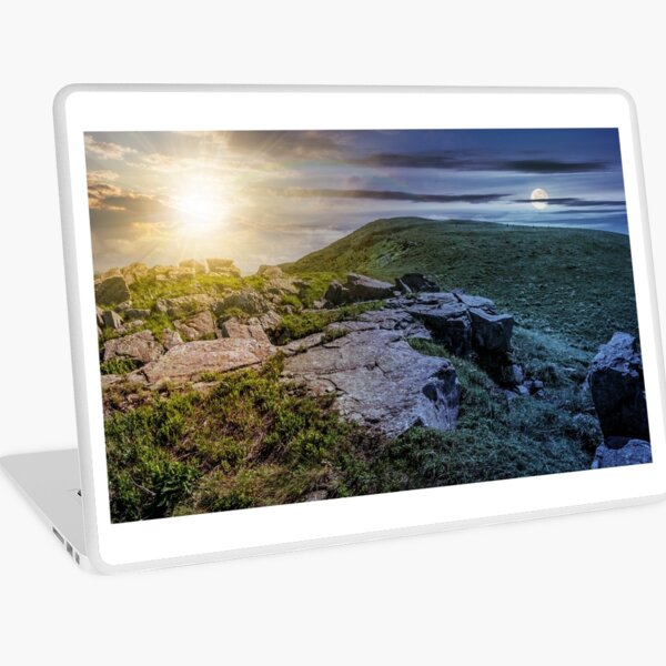 time change concept with huge boulders on the edge of hillside Laptop Skin