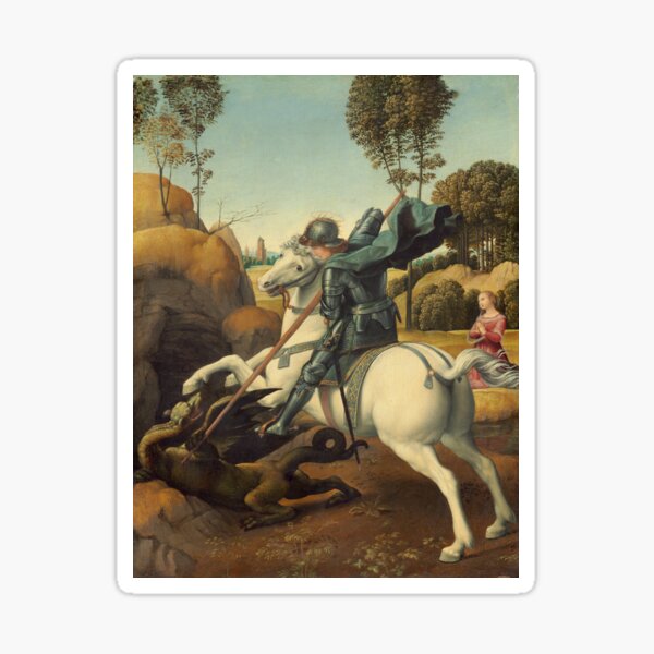Saint George and the Dragon Oil Painting By Raphael Sticker