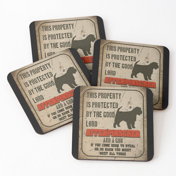 Item preview, Affenpinscher Silhouette Vintage Humorous Guard Dog Warning Sign designed and sold by Cuddlythopia.